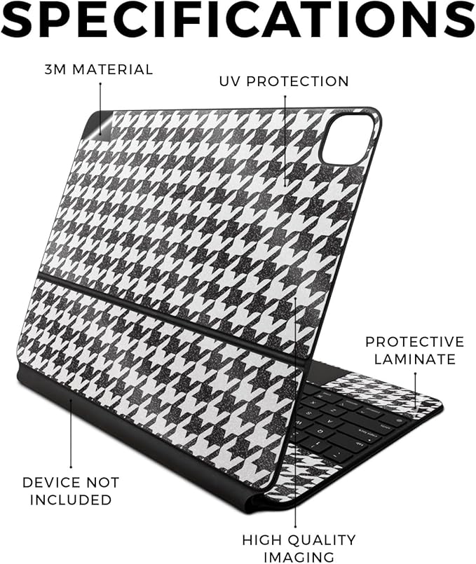 Glossy Glitter Skin Compatible With Apple Magic Keyboard for iPad Air 13-inch (M2) 2024 - Houndstooth - Premium 3M Vinyl Protective Wrap Decal Cover - Easy To Apply | Crafted in the USA by MightySkins