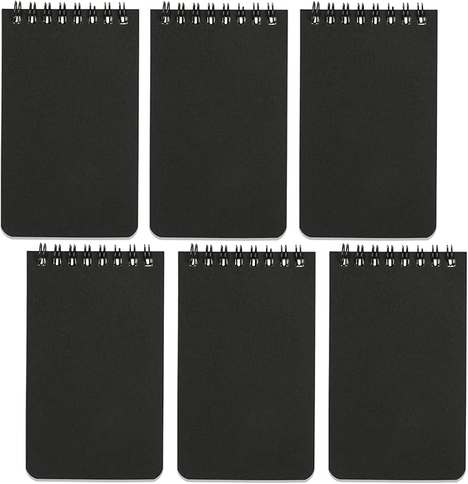 Pocket Notebook Small Notepad Pocket Notepad Small Spiral Notebooks 3X5Inches (6-black)