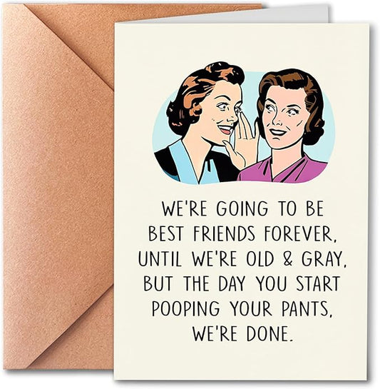 Funny Birthday Card for Sister, Best Friend, Humorous Friendship Cards for Her, Funny Poopy Pants Friend Card for Bestie, Birthday Gifts for Sister