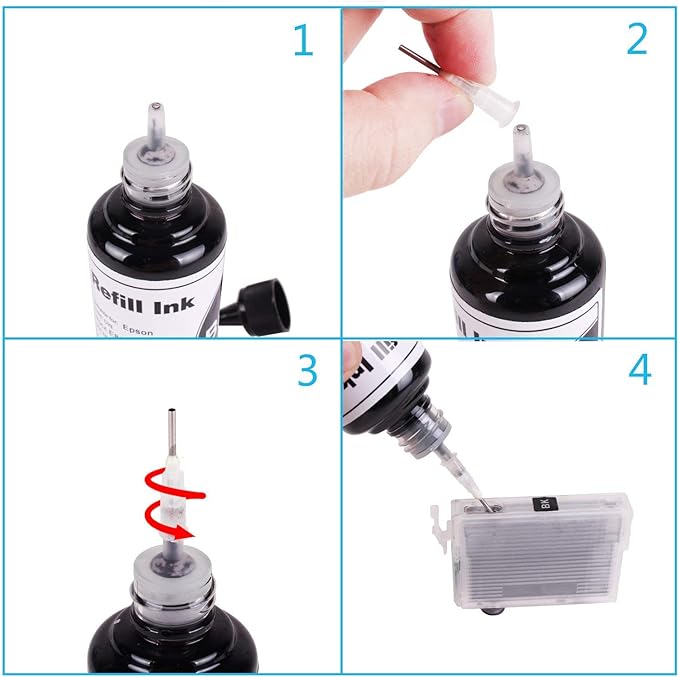 Regular Refill Ink for T252 T252XL120-BCS, T252XL220, T252XL320, T252XL420 Workforce WF-7710 WF-7720 WF-7210 WF-3630 WF-7620 WF-7610 WF-3640 WF-3620 for Refillable Cartridges or CISS