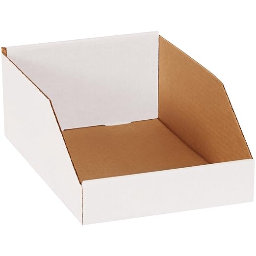 Partners Brand PBINMT812 Open Top Bin Boxes, 8" x 12" x 4 1/2", Oyster White (Pack of 50)