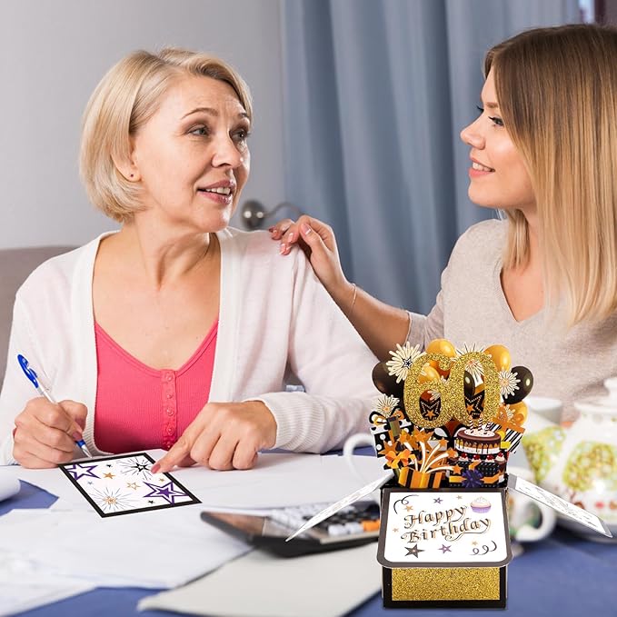 Happy 60th Birthday Pop-Up Card, Multicolored 60 Year Old Birthday 3D Cards with Envelopes Cool Sixty Birthday Popup Box Best 60th Birthday Gift Ideas for Men Women