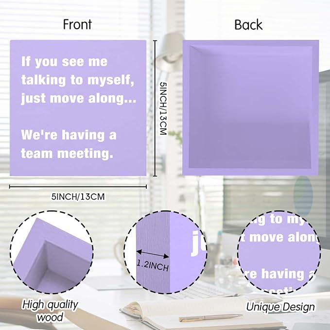 Purple Office Decor Desk Accessories Funny Office Decor Sign for Cubicle Decor or Desk Decorations for Women Home & Office Cute Purple Desk Accessories Gifts for Women Coworker