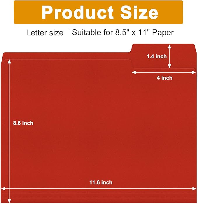 ViVin File Folders, Fits 8.5 x 11 Letter Size Paper, 1/3-Cut Tabs, 120 Pack Manilla Colored File Folders, Perfect for Home, Office, and School Documents File Paper(Multicolored)