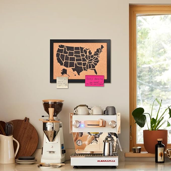 Cork Board Map of The United State, 14" X 11" Bulletin Boards for Walls with 10 Pins, Travel Tracker Map for Office, School and Home (US-MAP-2636)