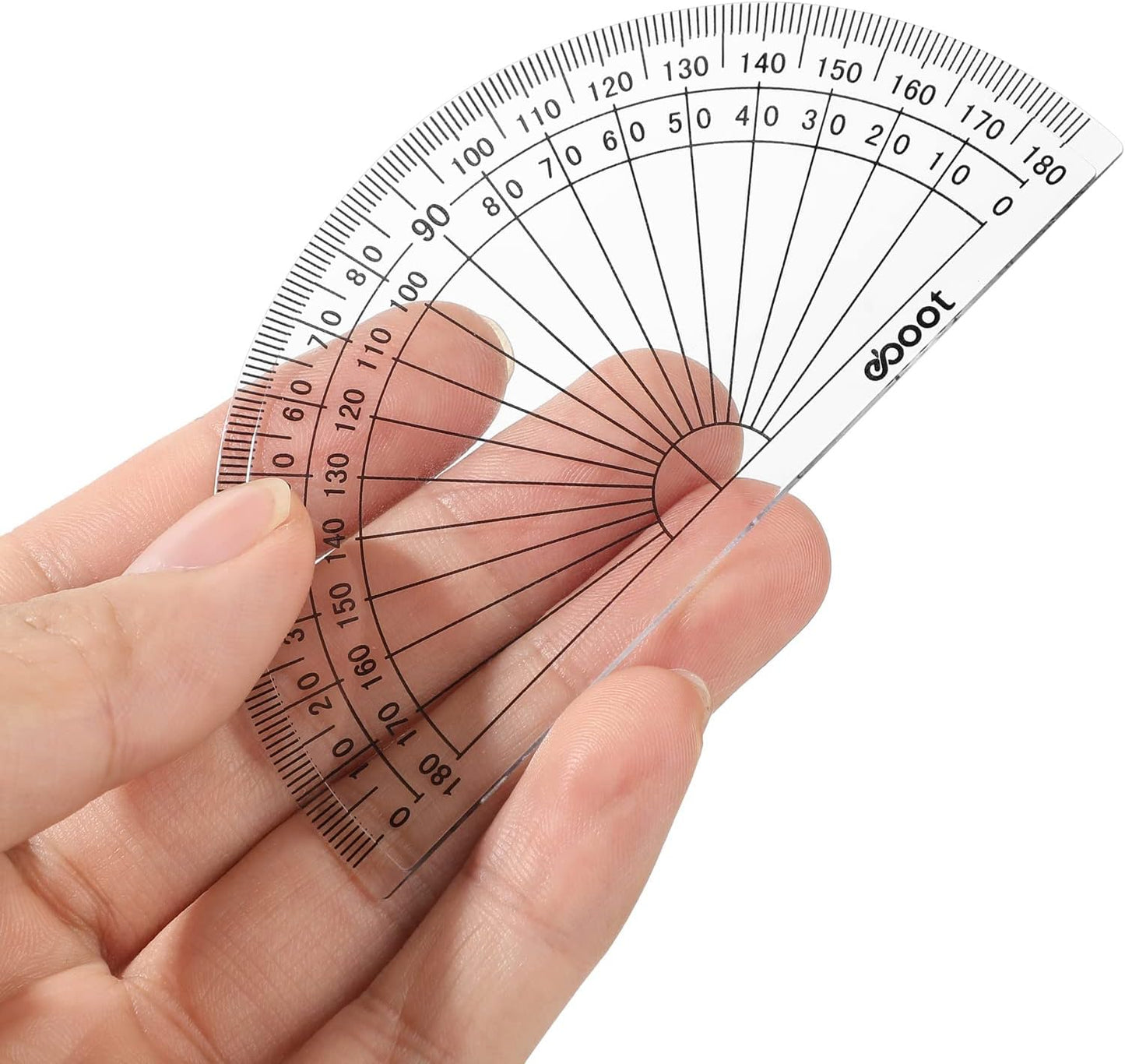 Zonon 200 Pcs 4 Inch Clear Plastic Protractor Bulk Math Protractors Set 180 Degrees Geometry Drafting Tools for Classroom Industry Office Back to School Supplies