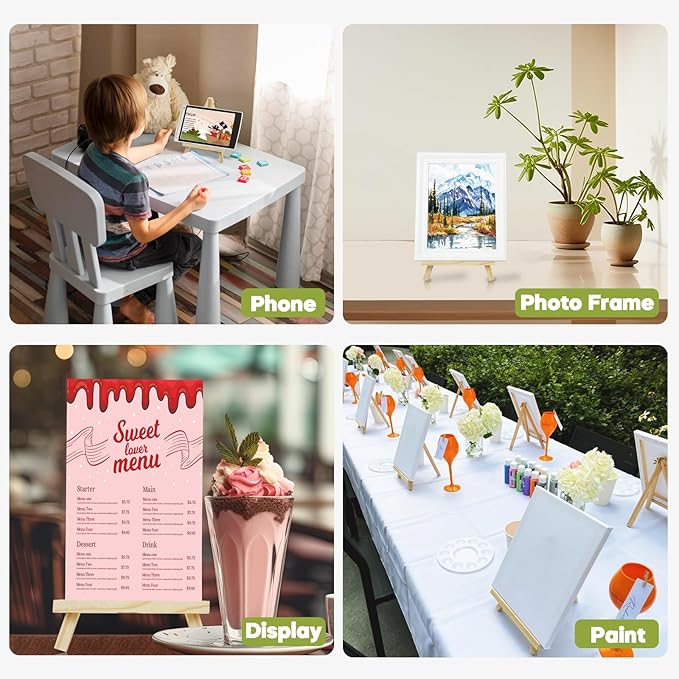 CONDA 9 Pack 9 Inch Wood Easels, Easel Stand for Painting Canvases, Art, and Crafts,Tripod,Painting Party Easel,Kids Student Tabletop Easels for Painting,Portable A-Frame Tripod Tabletop Easel Set