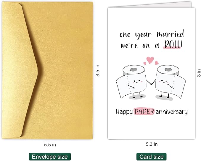 Funny 1st Anniversary Card for Him Her, Happy Paper Anniversary Card for Husband Wife, One Year Married Anniversary Card, Cute First Wedding Anniversary Card