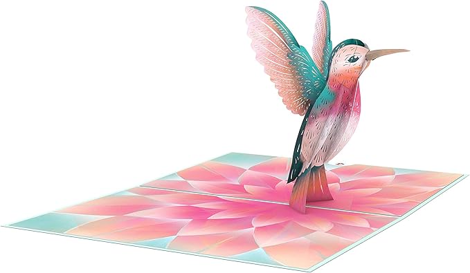 Lovepop Everyday Pop-Up Card for Her, Him, Girls, Boys - 3D Love Greeting Cards - Lovely Hummingbird - 5" x 7" - Blank Note Card & Envelope Included