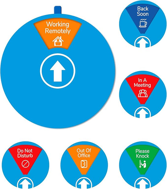 Out Of Office Sign for Door, 6 Options Status Private Sign, In a Meeting, Do Not Disturb, Working Remotely, In Out Sign Available and Away