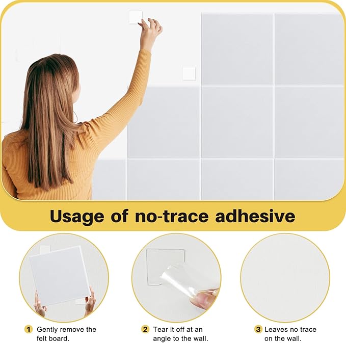 DOLLAR BOSS Large Cork Board for Wall 48" x 36" x 0.5" Bulletin Board 12 Packs Black Cork Board Tiles Self Adhesive Felt Wall Tiles with Pushpins, Corkboard for Office Pin Board Tack Board, White