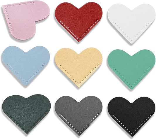 9 PCS Leather Bookmarks for Women with Heart Shape, Cute Corner Bookmark, Book Accessories for Reading Lovers, Book Markers for Women, Bookmarks for Book Lovers by HNQCPCVU (9PCS Heart - Color 3)