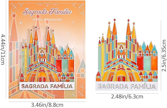 Metal Bookmarks with Transparent Design - Sagrada Familia Book Mark for Readers, Aesthetic Book Markers for Kids, Teens, Teachers, Students, Gifts for Book Lovers, Writers, Reading Women & Men