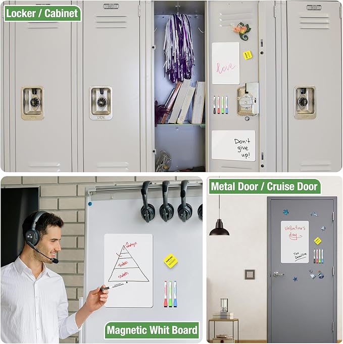 Magnetic Dry Erase Board: Small Fridge Whiteboard, Flexible Refrigerator Magnet White Board, Blank Writing Note Sheet with Dishwasher Magnet Clean Dirty Sign, 4 Markers & Eraser - 20 x 13