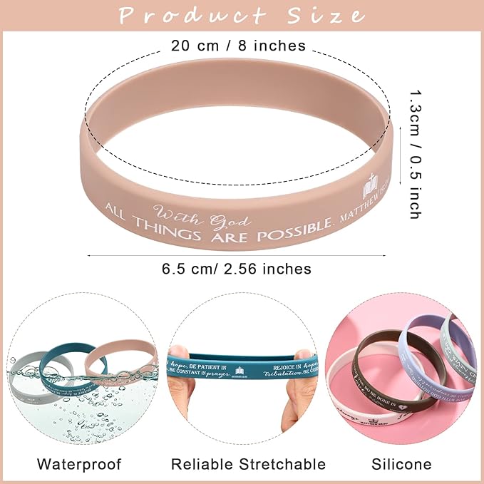 Unittype 240 Pcs Christian Silicone Bracelets Bulk Scripture Gifts Bible Verse Rubber Wristbands Religious Church Gifts for Women Men Party Favors Birthday Easter Baptism Gifts(Classic Color)