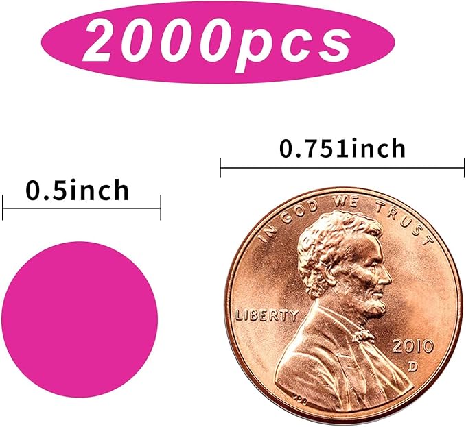 1200 Pieces 0.75 Inch Round Color Coding Label Garage Sale Stickers Blank Yard Sale Price Stickers Permanent Adhesive Dots, Easily Writable with Perforation Line (Fluorescent Pink)