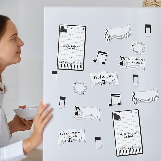 B1ykin Sticky Notes Set - Cartoon Theme Cute Self-Stick Notes Pad Teacher Appreciation Gifts， Self-Adhesive Writing Memo Pages Sticky to Do Notepad for Kids Employee School Office (Music is Life)