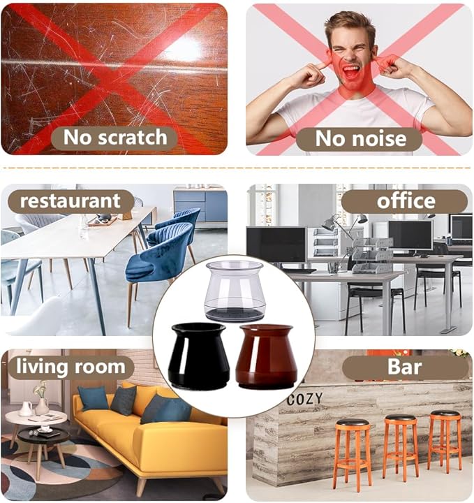 Chair Leg Floor Protectors Silicone (Brown-20 Pcs, Universal S (0.9"-1.29")