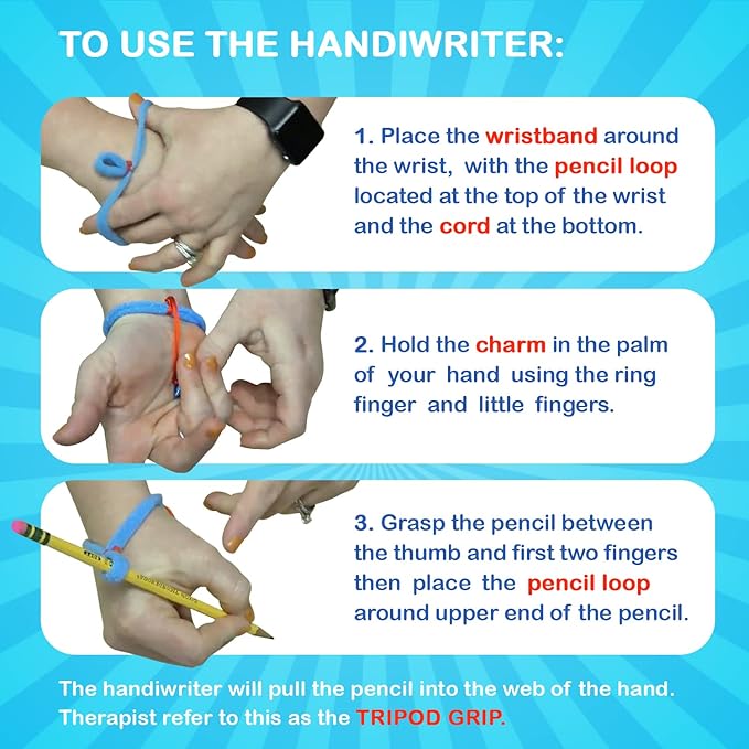 The Original OT Invented & Patented HandiWriter, Hand Made in The USA, Handwriting Aid for a Proper Tripod Grip, Finger Position & Better Penmanship. Great for All Kids Kindergarten Age & Up (2 Pack)