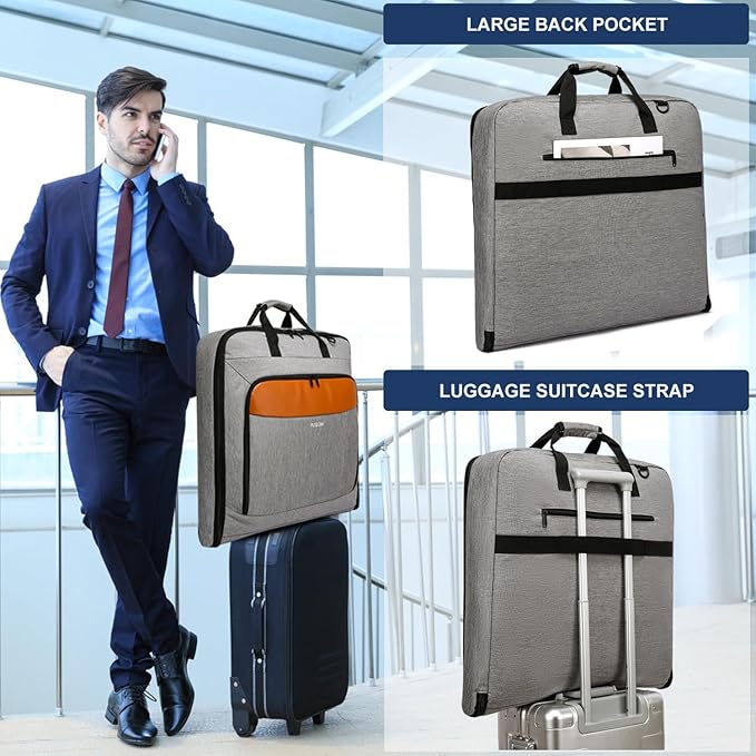 Garment Bag Travel Suit Bag for Men Large 40-Inch Carry on Garment Bag Up to 3 Suits for Business Trips,2 in 1 Hanging Suitcase Luggage Bags for Travel,Foldable Carry On Bag Fits 15.6Inch Laptop,Black