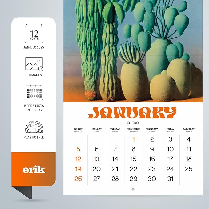 Etherlands Wall Calendar 2025 12" x 12" FSC® Plastic Free - Starts Week On Sunday | Square Wall Calendar | Family Planner Calendar 2025 | Botanical Calendar 2025