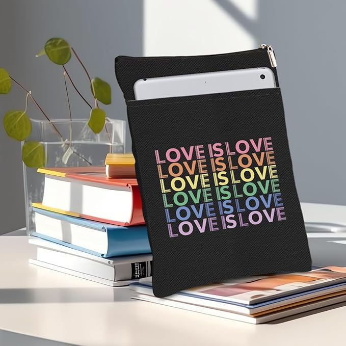 Book Themed Gifts Waterproof Book Sleeve Book Pouch LGBT Equality Rights Reading Gifts for Women Best Friend Book Covers for Paperbacks Book Accessories Book Protector with Zipper and Front Pocket