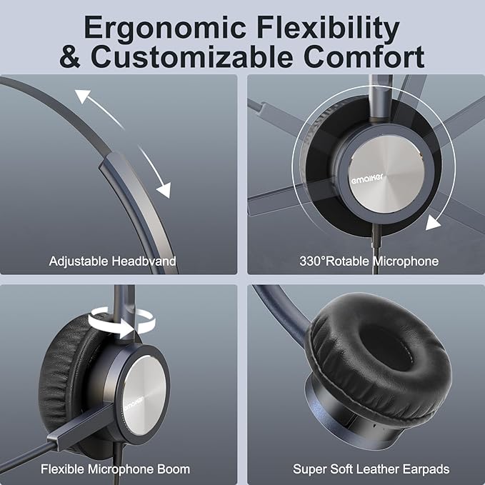 Cisco Landline Phone Headset One Ear Office Wired Telephone Headset with RJ9 Jack Works for Cisco CP-7841 7931G 7940 7941G 7942G 7945G 7960 7961G 7962G 7965G 7970 8841 8851 8961 etc