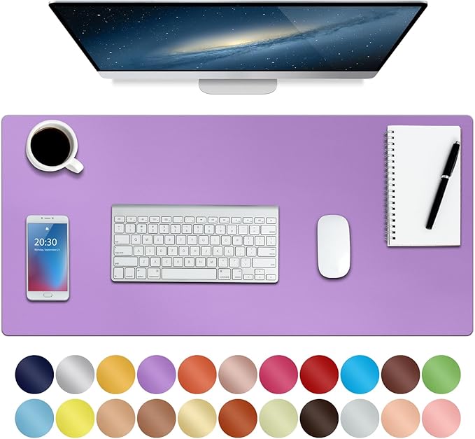 ‎Boutilon Leather Desk Pad 30" x14",Non-Slip Mouse Pad,Office Desk Mat,Waterprooft PU Leather Desk Blotter,Desk Pad Protector,Desk Writing Pad for Home Office Decor (M-Purple)