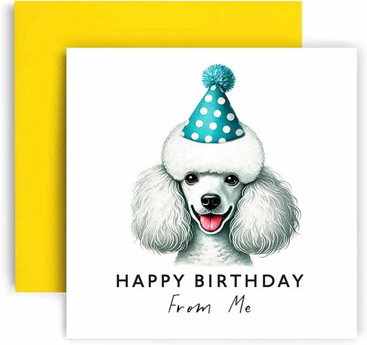 Huxters Birthday Card from the Dog – Poodle - Happy Birthday to Dog Mum and Dog Dad – Birthday Card from the Dog to Friends Family First Birthday (Poodle)