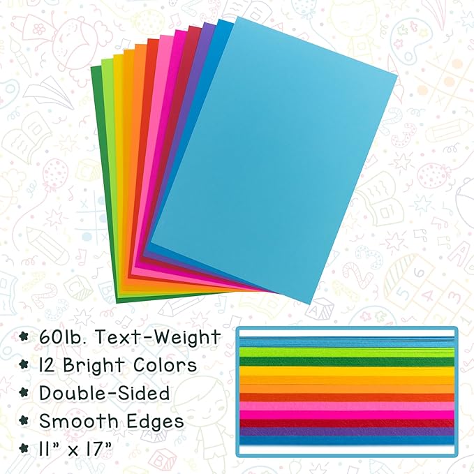 Hygloss Yellow Colored Paper - 24 lb, 89 GSM, Acid-Free, Fade-Resistant, 11x17-Inch Ledger Size Color Copy Paper, 90 Sheets