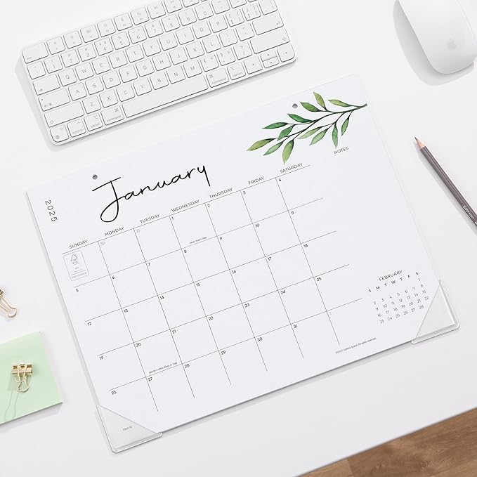 Cabbrix Floral Desk Calendar 15" x 12", Desk Calendar 2025-2026 Runs From Jan 2025 to Jun 2026, Perfect for Home Office Desktop Wall Calendar for Easy Organizing