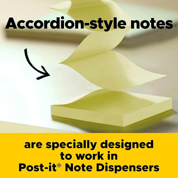 Post-it Dispenser Pop-up Notes, 3x3 in, 24 Pads, Canary Yellow, Clean Removal, Recyclable