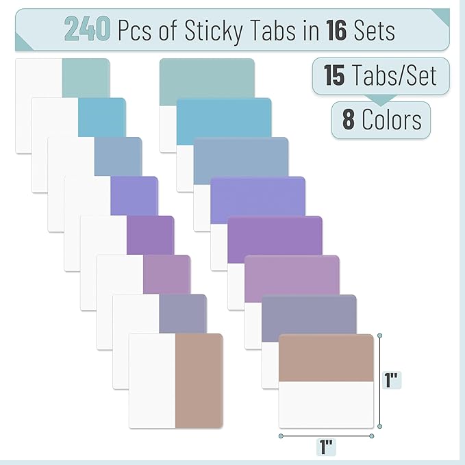 Mr. Pen- Sticky Index Tabs, 240 Pcs, Pastel Sticky Tabs for Notebooks, Page Markers, Page Tabs for Binders, Page Tabs Sticky Tabs for Books, Notebook Tabs, Book Sticky Tabs for Notebooks