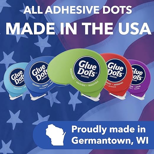 Glue Dots Dot N' Go Glue Dot Dispenser Project Pack with 200 Permanent, Poster, and Removable Double-Sided Adhesive Craft Dots Each, 3/8-Inch