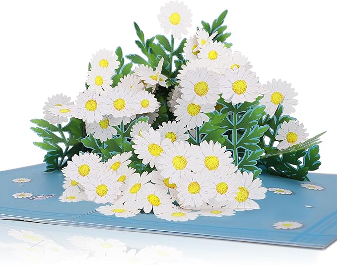 3D Daisy Flowers Pop Up Card for Teacher Appreciation Gifts, Thank You, Congratulations, Suitable for Mom, Daughter, Wife, Grandma