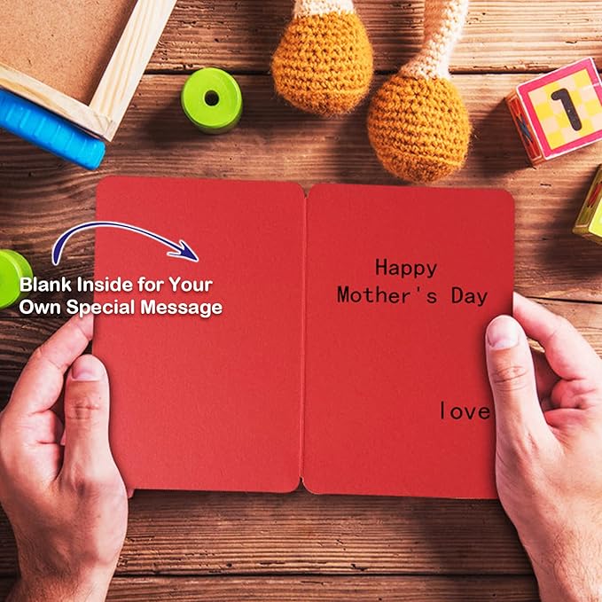 Wood Christmas Greeting Card for Mom,I Love You Mom Birthday Card,Handmade Bamboo Gift for Mom/Her/Wife