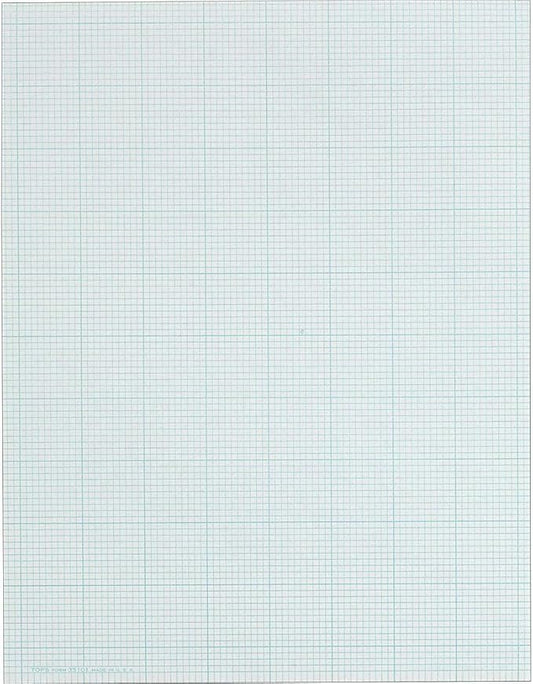 TOPS Cross-Section Pads, 8-1/2" x 11", Glue Top, Graph Rule (10 x 10), 50 Sheets (35101)