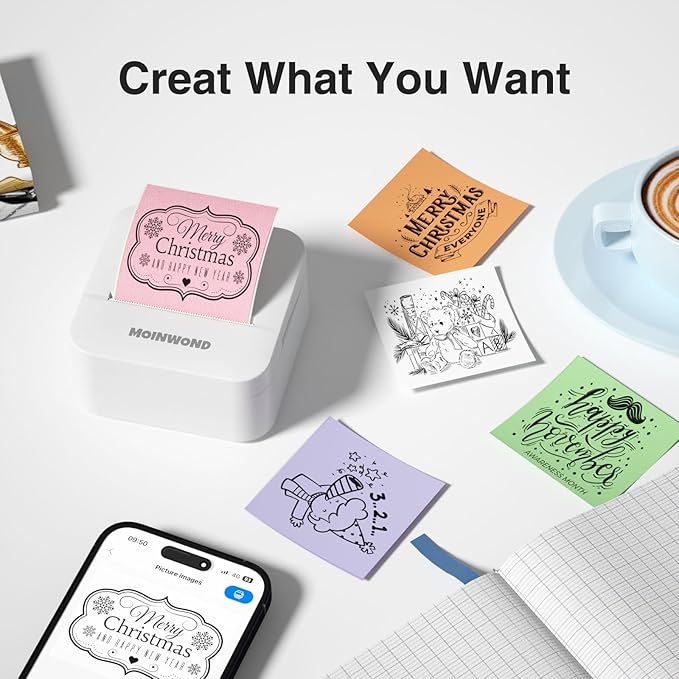 Thermal Paper Self-Adhesive Sticker Paper for Mini Thermal Pocket Printer D1, Black on Orange/Purple/Green 50mm x 3m, 25mm Diameter, 3-Rolls for Notes, Texts, Journal Photo and Notebuddy