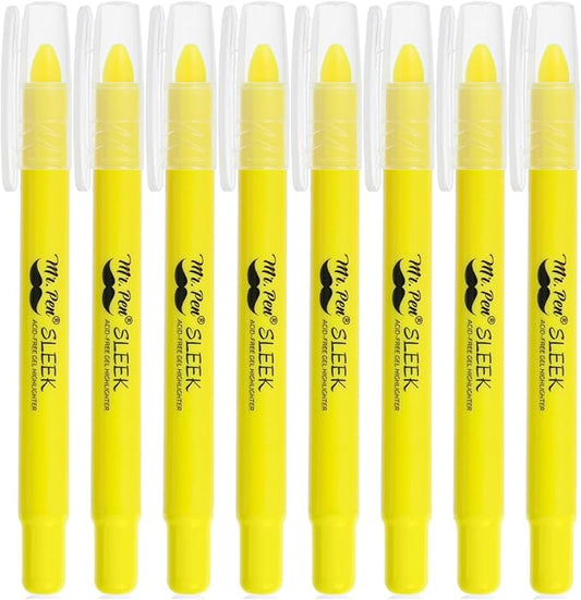 Mr. Pen- No Bleed Gel Bible Highlighters, Yellow, Pack of 8, Fluorescent Gel Highlighters