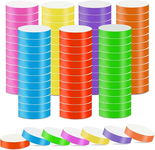 1400 Packs Paper Wristbands for Events, 7 Colors Waterproof Neon Party Wristbands Armband Paper Bracelets Identification Wristbands for Concert Club Bar Entrance Admission Party