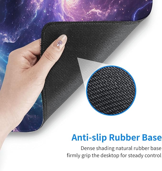 Gaming Mouse Pad Desk Pad,Extended Big Mouse Pad,31.5x11.8 Inch Long Computer Keyboard Mouse Mat Mousepad with 3mm Non-Slip Base and Stitched Edge for Gaming and Office… (Nebula)