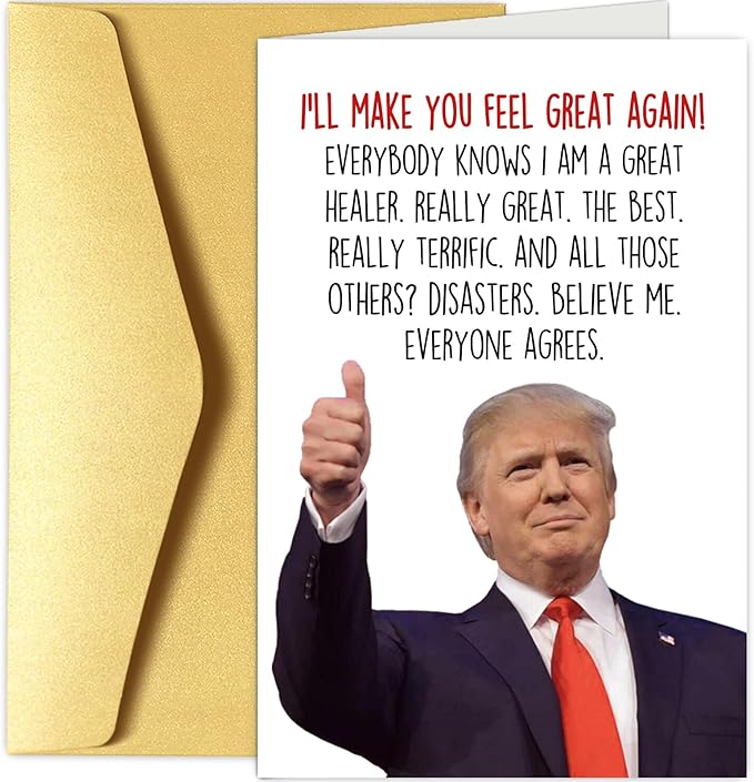 Chenive Trump Get Well Card for Him Her, Funny Donald Trump Get Well Soon Card for Friends, Humorous Speedy Surgery Recovery Card for Men Women, Encouragement Card, Support Card