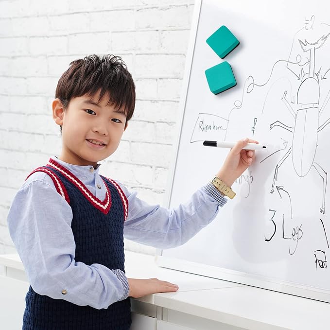 Favourde 48 Pack Magnetic Whiteboard Dry Erase Erasers Chalkboard Cleansers for Classroom, Home and Office (Green, 1.97 x 1.97 Inch)