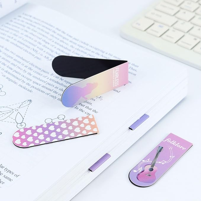 5Pcs Magnetic Bookmarks T-S Bookmarks Page Markers for Fans Readers, Women, Men, Book Lovers, Students Teachers, Funny Office Supplies Stationery Gifts Used in Office, School, Home (Purple)