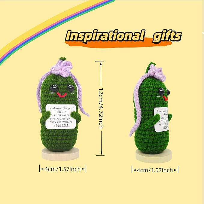 Funny Crochet Pickles 1 Pcs with Affirmations Cards for Inspirational Novelty Good Luck Gifts and Party Decorations(KK-CKD04-ppfw)