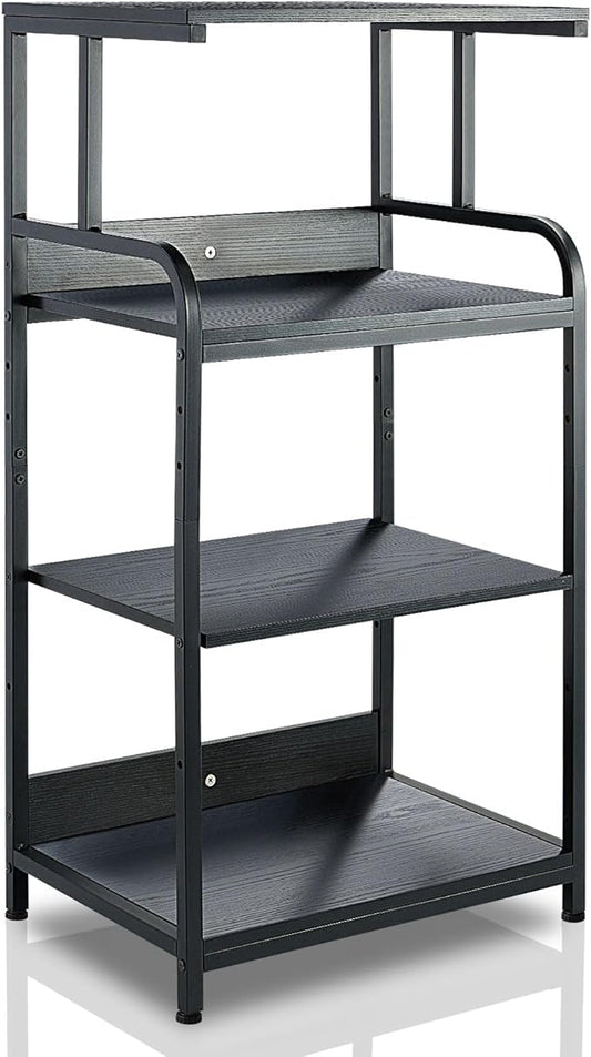 4 Tier Printer Stand with Wheels Printer Table, Multipurpose Office and Home Storage Rack, Removable and Fixed Printer Stand for Fax Machine, Scanner, Roller Cart Stand Black