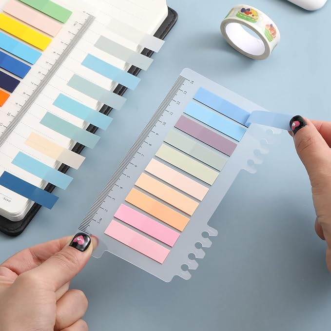 2000Pcs Sticky Tabs for Annotating Books, Clear Sticky Notes for Binders, Page Markers for Notebooks, Multi-Colored Writable and Repositionable Book Flags Strip Index Tabs