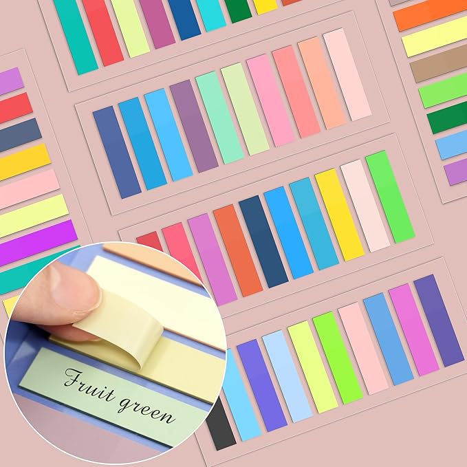 SIQUK 4200 Pieces Annotation Tabs Morandi Sticky Tabs for Annotating Books Tabs Transparent Page Markers Strip Page Flags Colored Tabs Writable and Repositionable Book Flags Tabs, 0.43 Inch