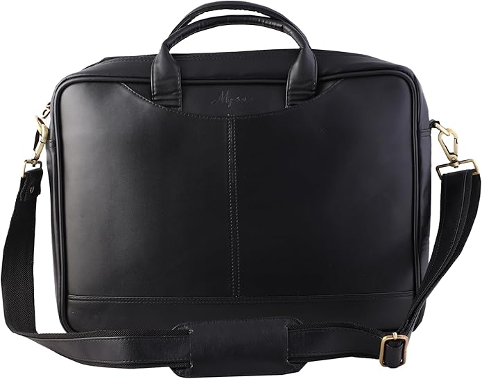 Mysa Vegan Leather Vintage Messenger Crossbody Shoulder Briefcase Bag for Office Work Fit 14.5" Computer Laptop for Men Women