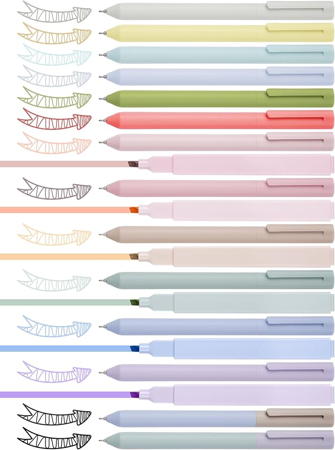 NiArt Bible Study Note-Taking Kit 6 Morandi Highlighters, 14 Gel Pens, 200 Sticky Notes - Non-Bleed, Eye-Friendly Colors for Journaling, Art, Organizing & Creative Projects, Fine Tip Precision Writing